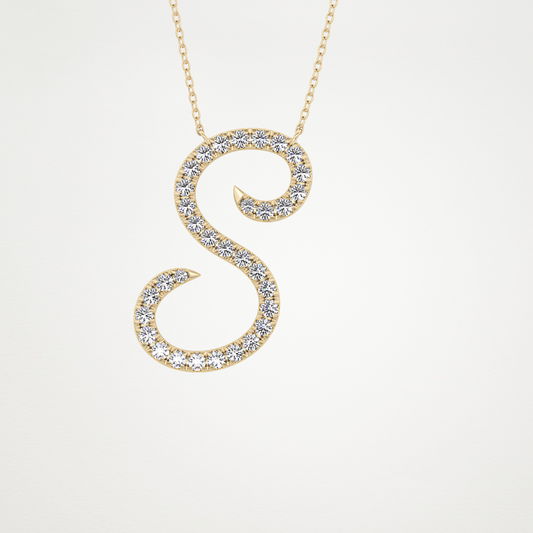0.585 TCW Round Lab Grown Diamond S Initial Necklace