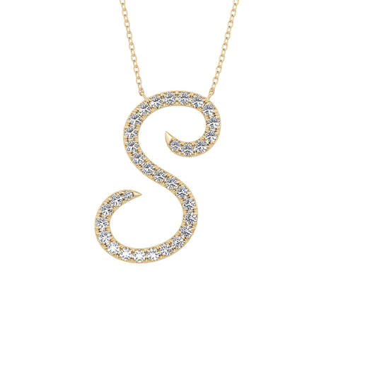 0.585 TCW Round Lab Grown Diamond S Initial Necklace