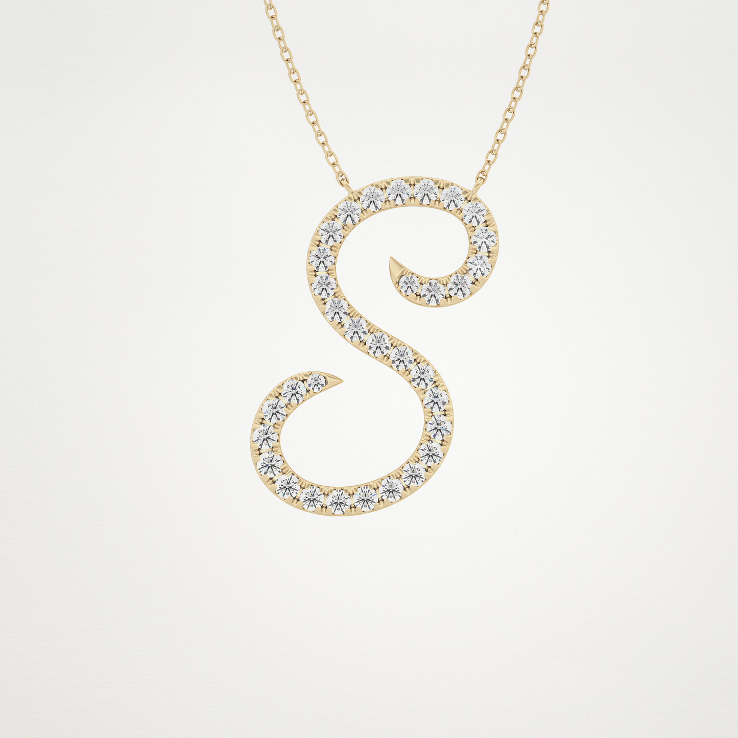 0.585 TCW Round Lab Grown Diamond S Initial Necklace