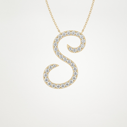 0.585 TCW Round Lab Grown Diamond S Initial Necklace