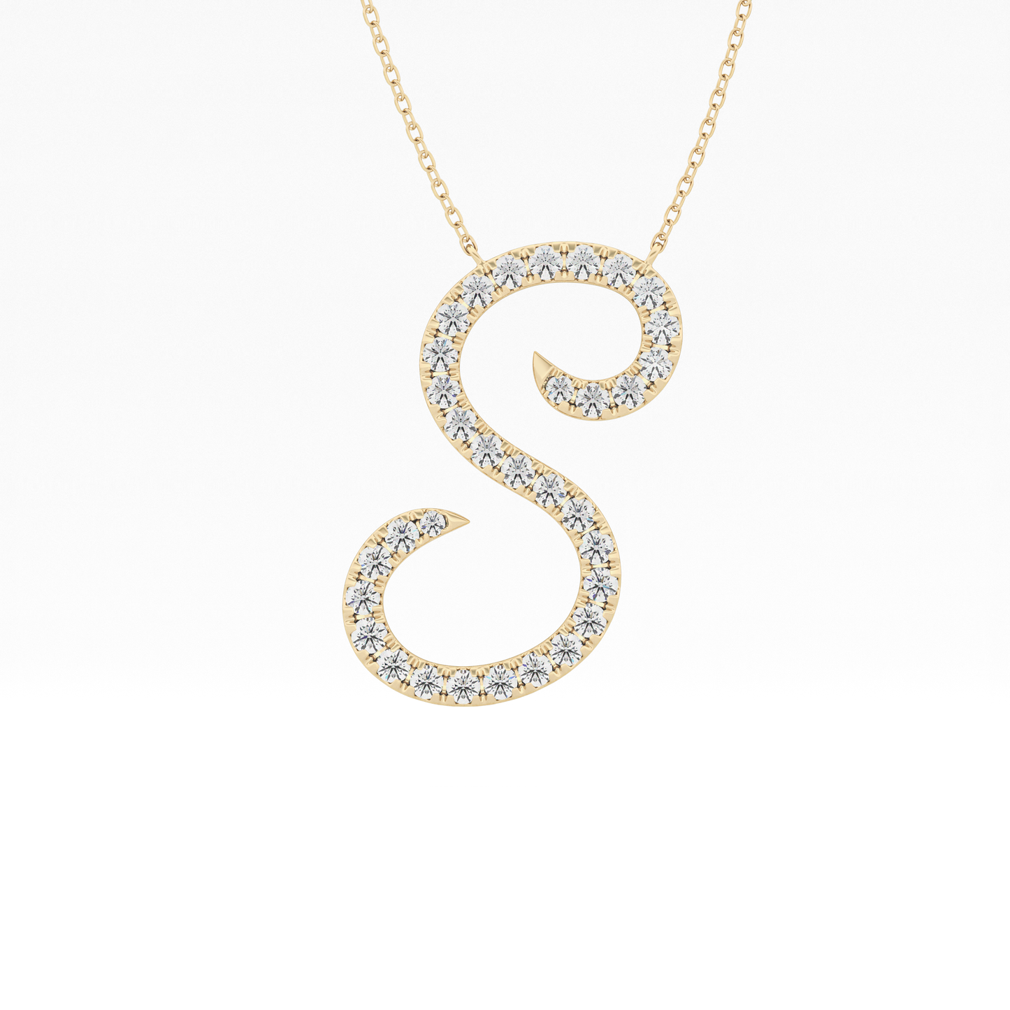 0.585 TCW Round Lab Grown Diamond S Initial Necklace