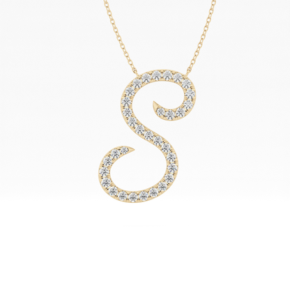 0.585 TCW Round Lab Grown Diamond S Initial Necklace