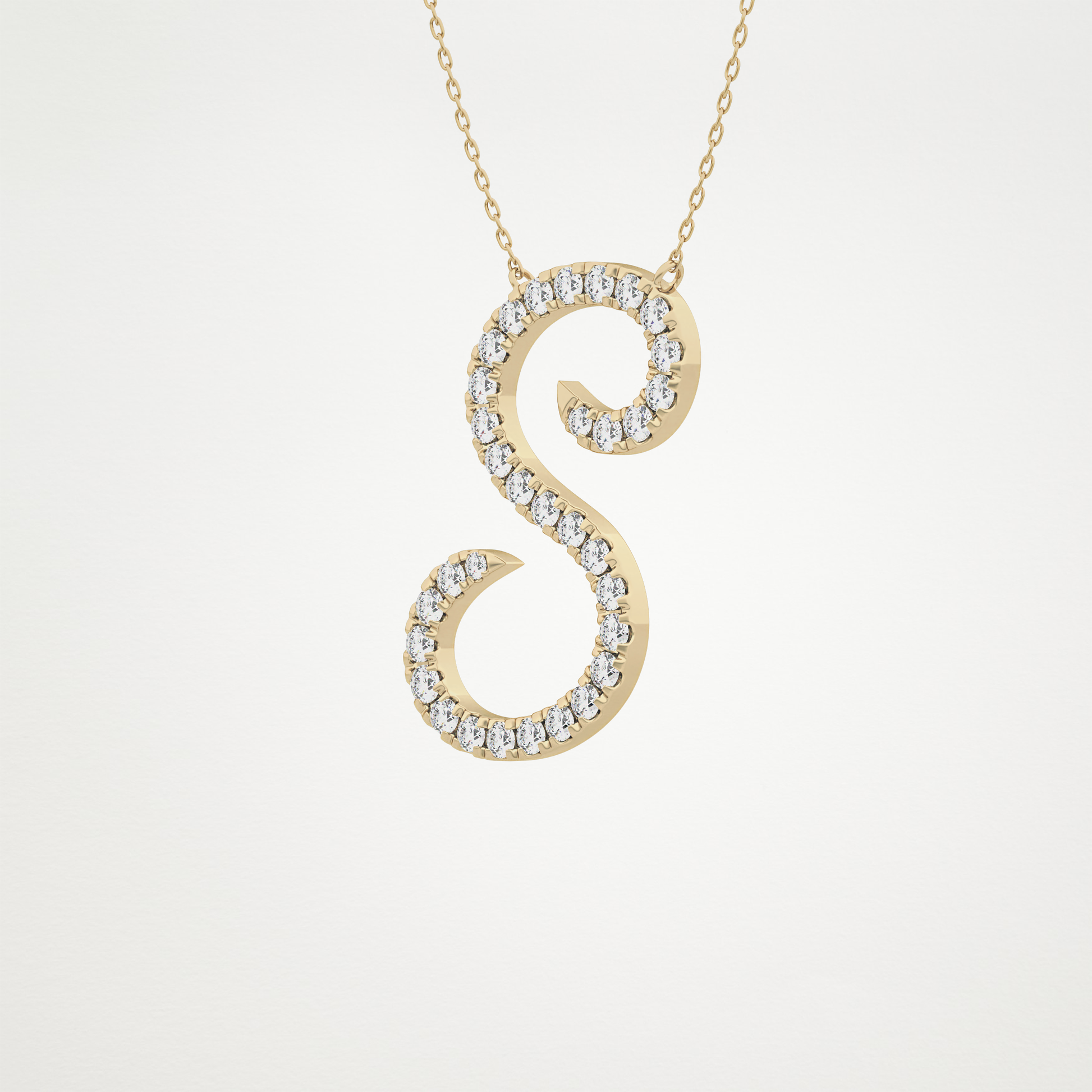 0.585 TCW Round Lab Grown Diamond S Initial Necklace
