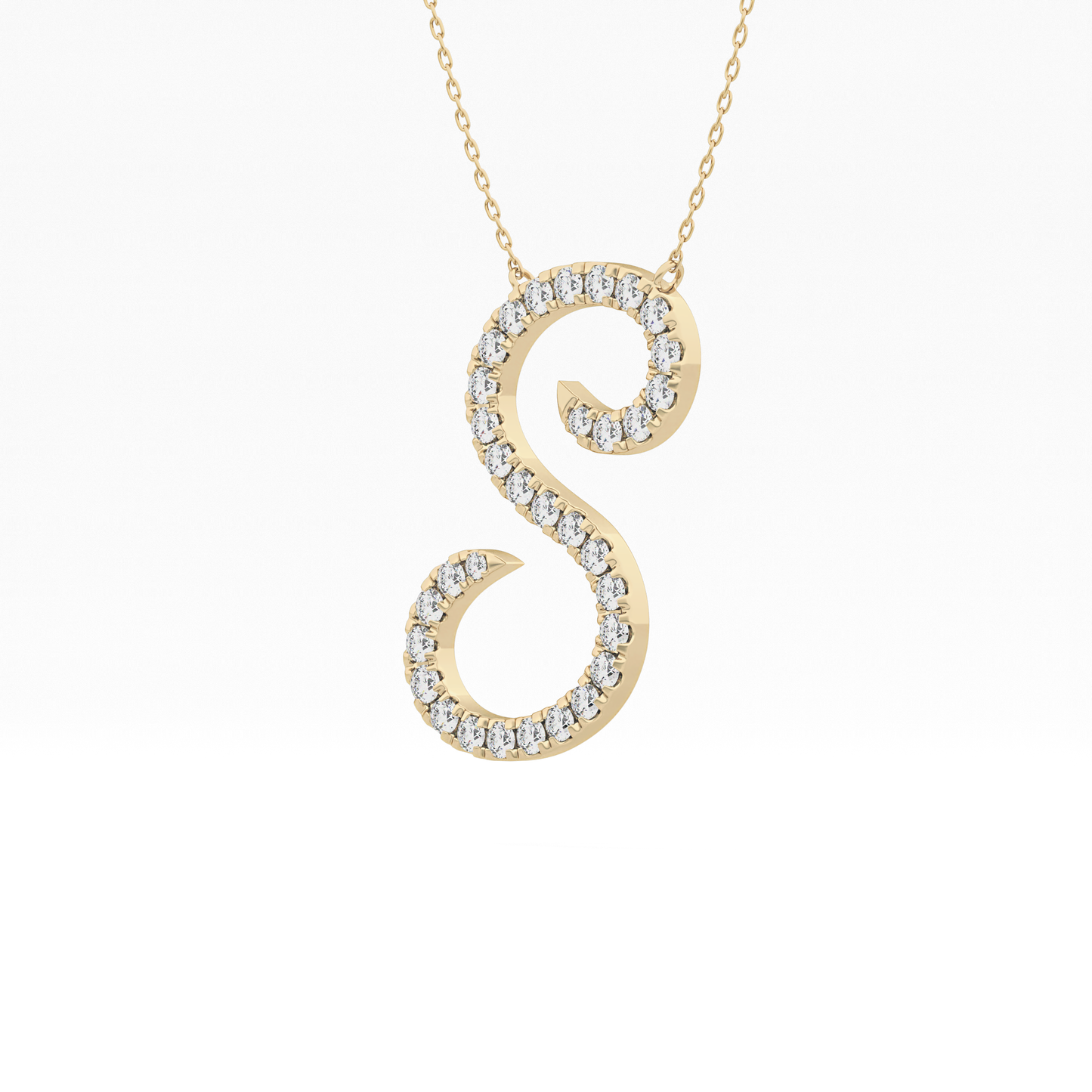 0.585 TCW Round Lab Grown Diamond S Initial Necklace