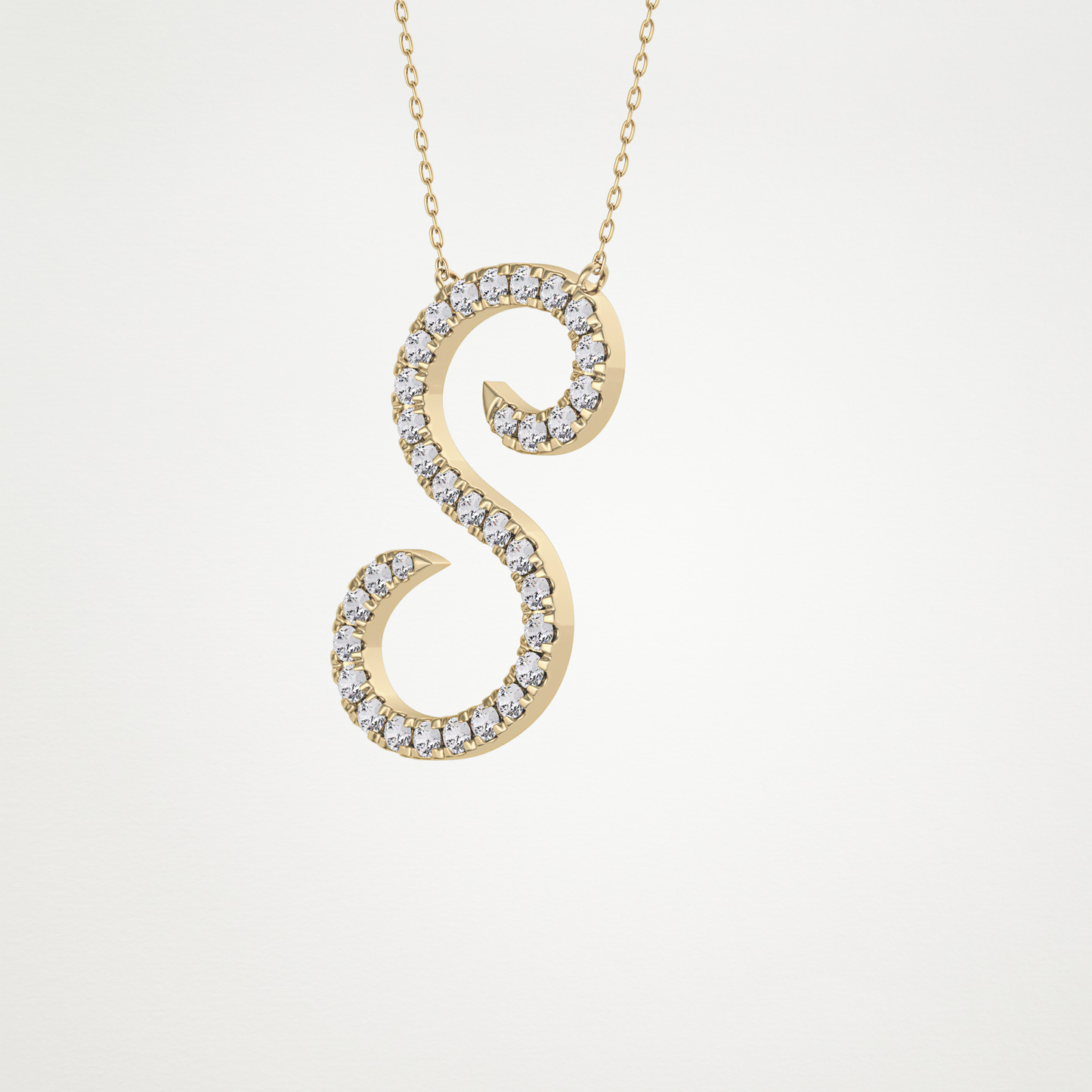 0.585 TCW Round Lab Grown Diamond S Initial Necklace