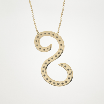 0.585 TCW Round Lab Grown Diamond S Initial Necklace