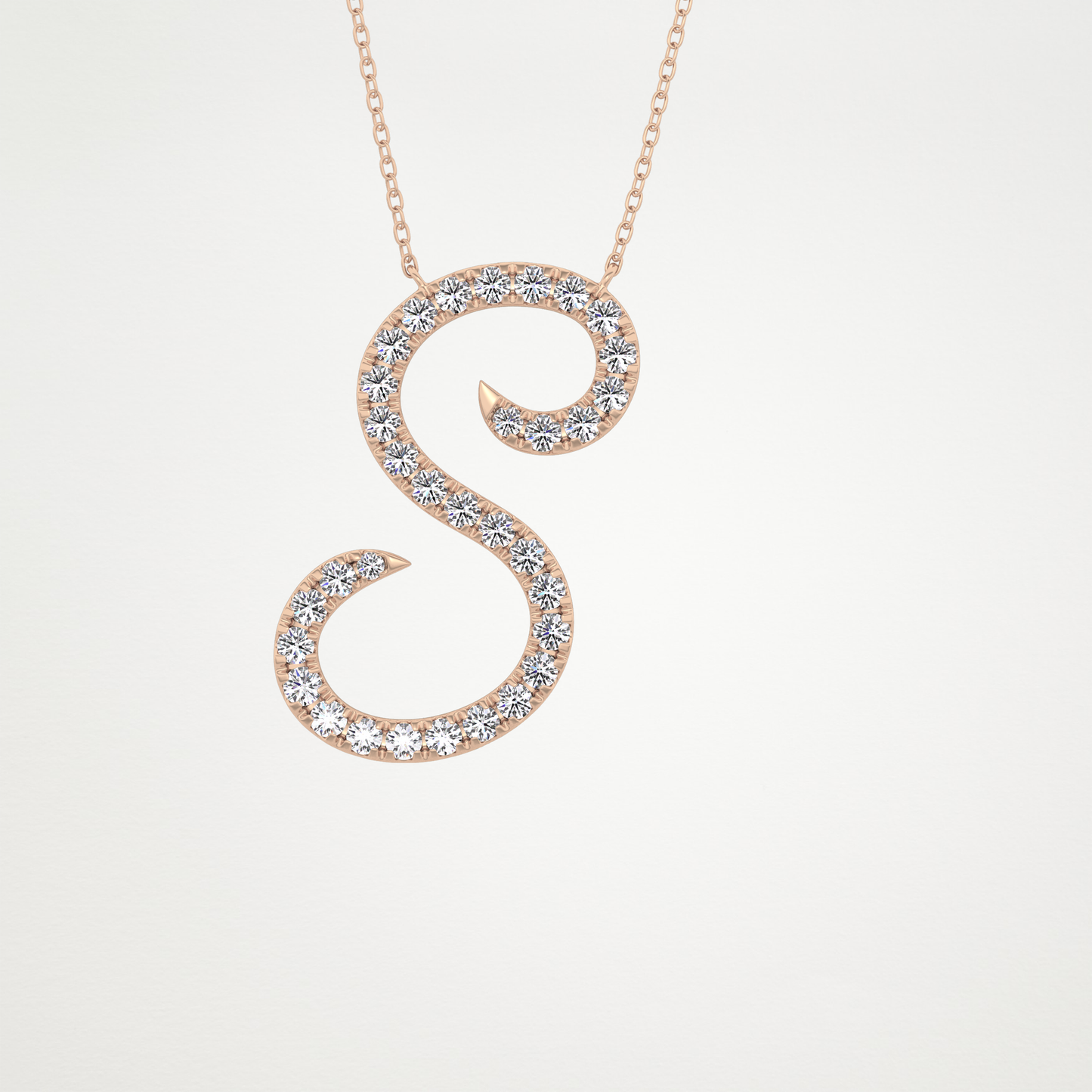 0.585 TCW Round Lab Grown Diamond S Initial Necklace