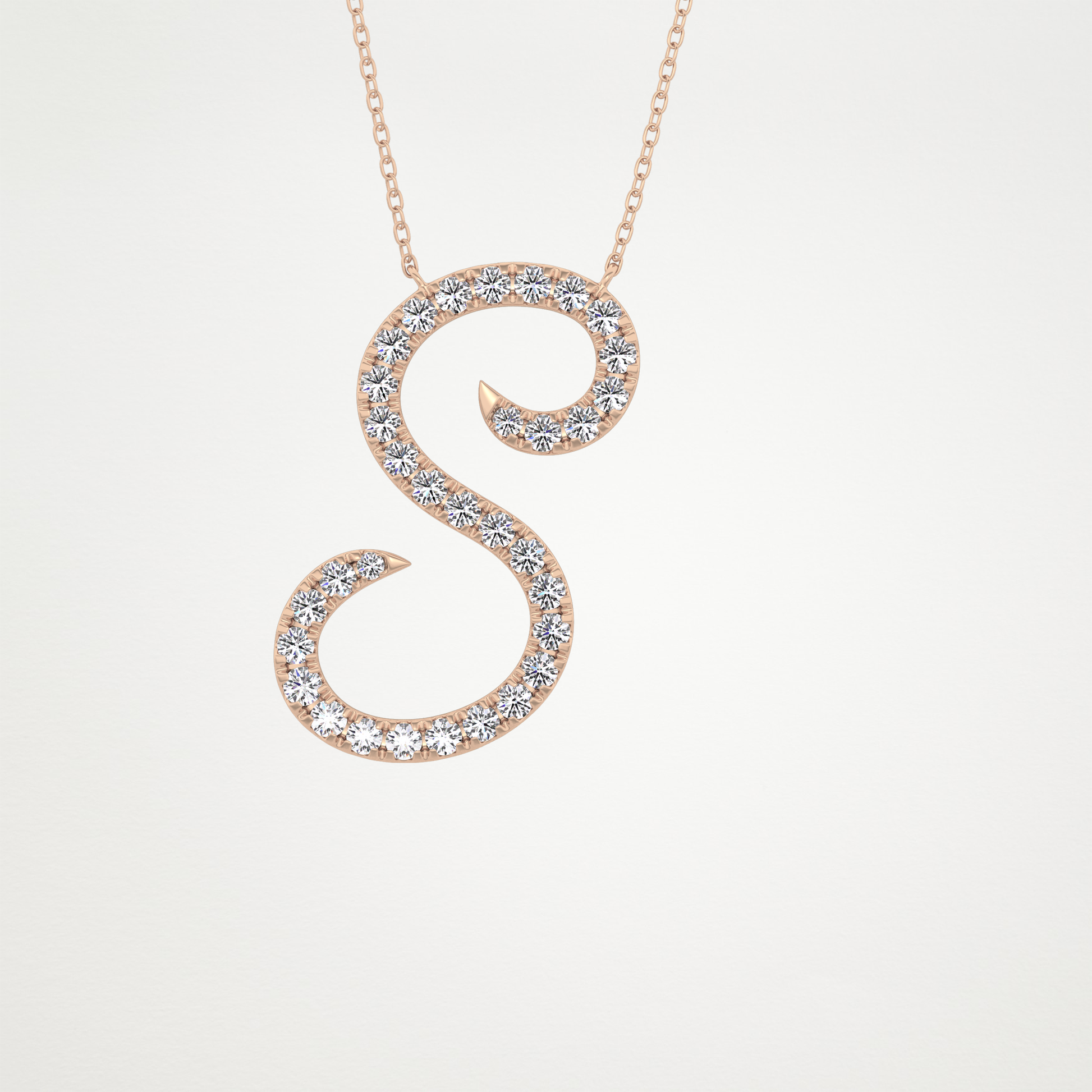 0.585 TCW Round Lab Grown Diamond S Initial Necklace