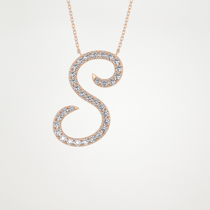 0.585 TCW Round Lab Grown Diamond S Initial Necklace