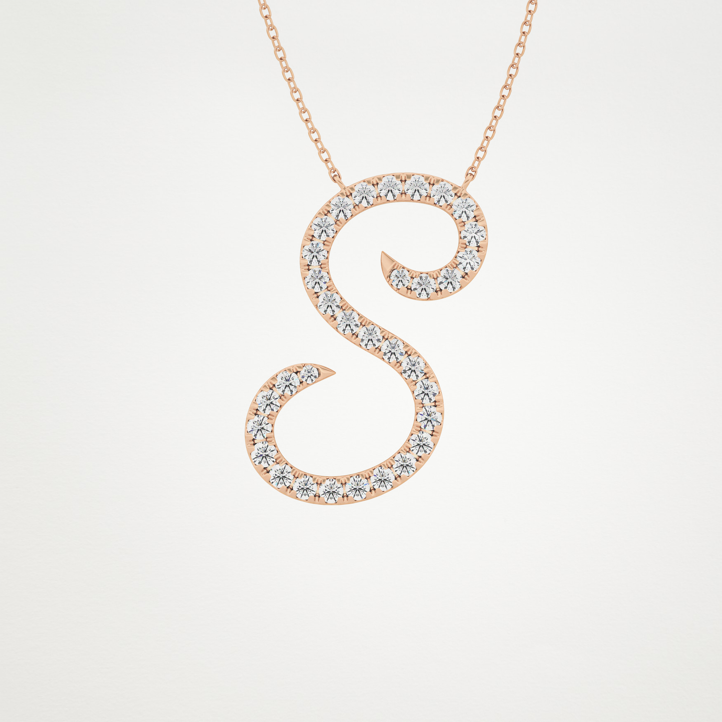 0.585 TCW Round Lab Grown Diamond S Initial Necklace