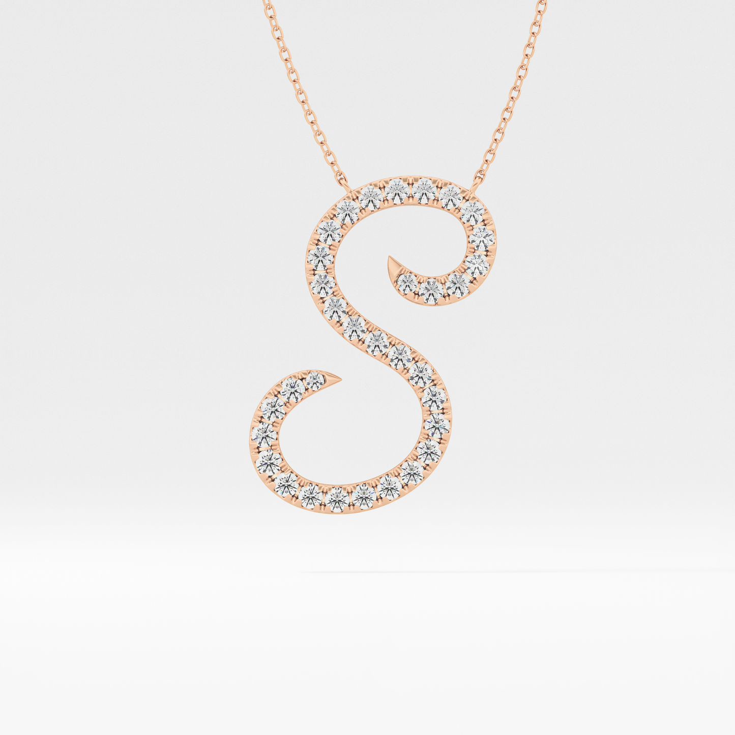 0.585 TCW Round Lab Grown Diamond S Initial Necklace