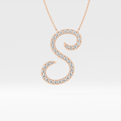 0.585 TCW Round Lab Grown Diamond S Initial Necklace