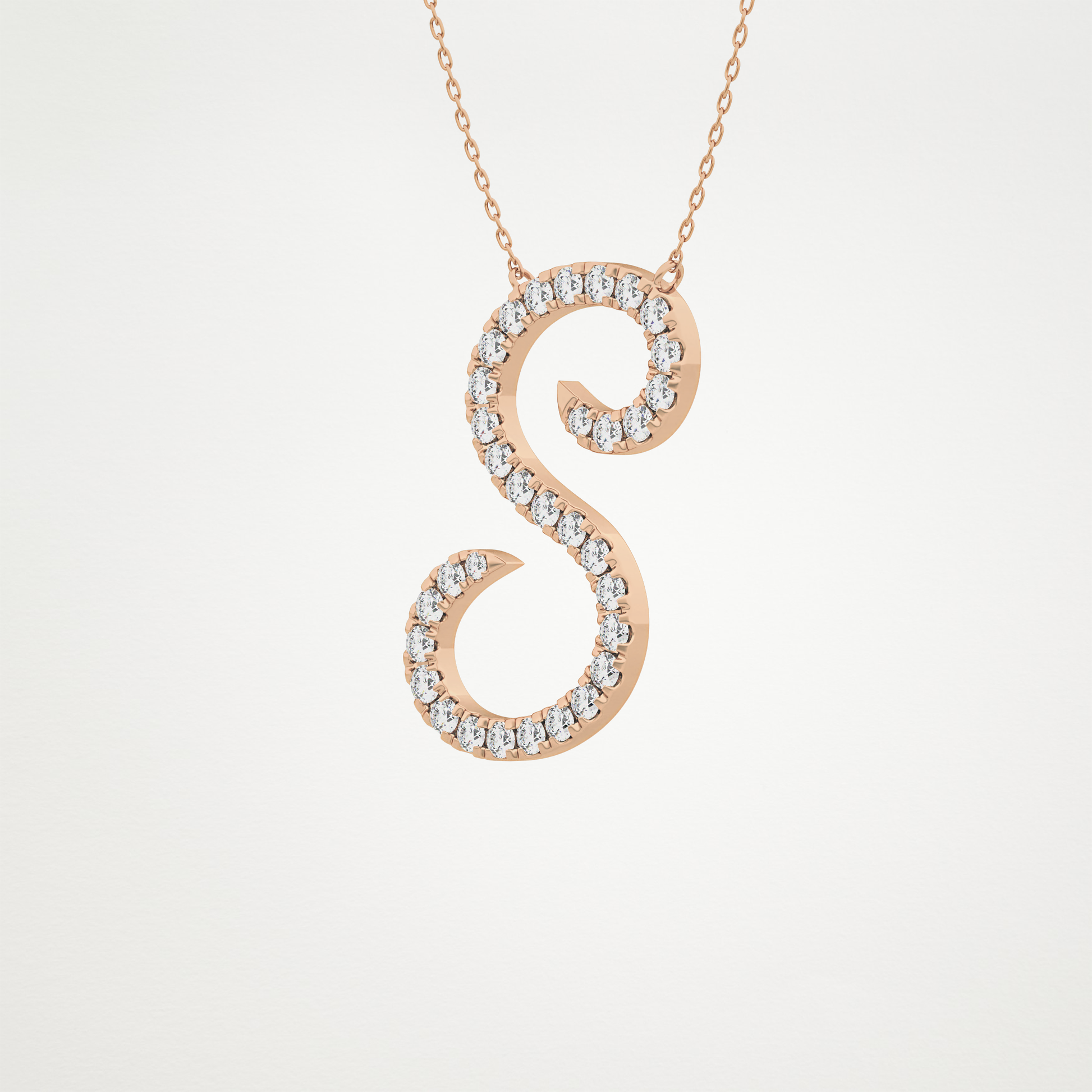 0.585 TCW Round Lab Grown Diamond S Initial Necklace