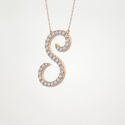 0.585 TCW Round Lab Grown Diamond S Initial Necklace