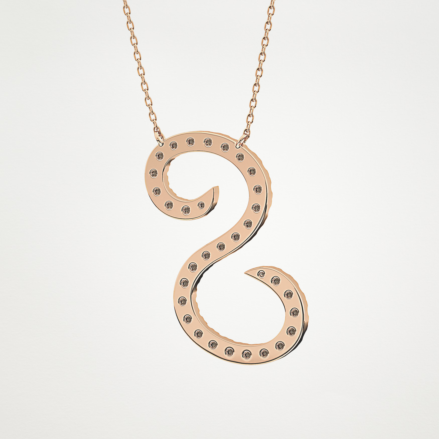 0.585 TCW Round Lab Grown Diamond S Initial Necklace