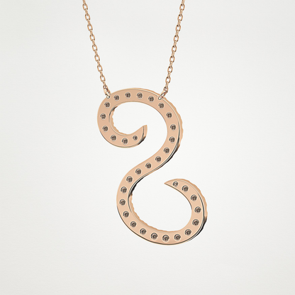 0.585 TCW Round Lab Grown Diamond S Initial Necklace