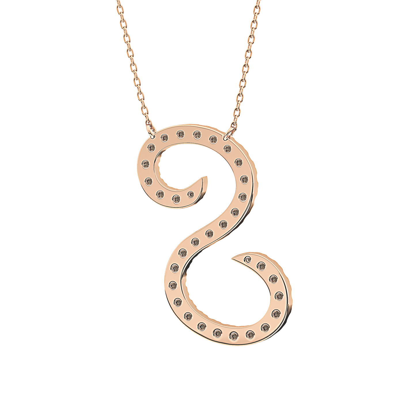 0.585 TCW Round Lab Grown Diamond S Initial Necklace