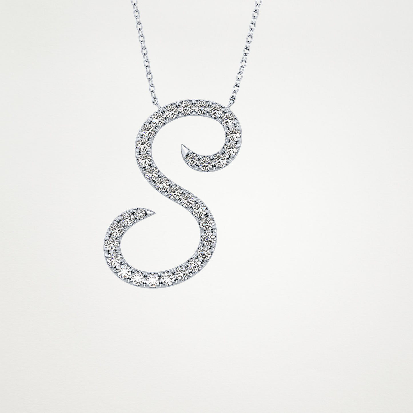 0.585 TCW Round Lab Grown Diamond S Initial Necklace