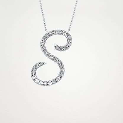 0.585 TCW Round Lab Grown Diamond S Initial Necklace