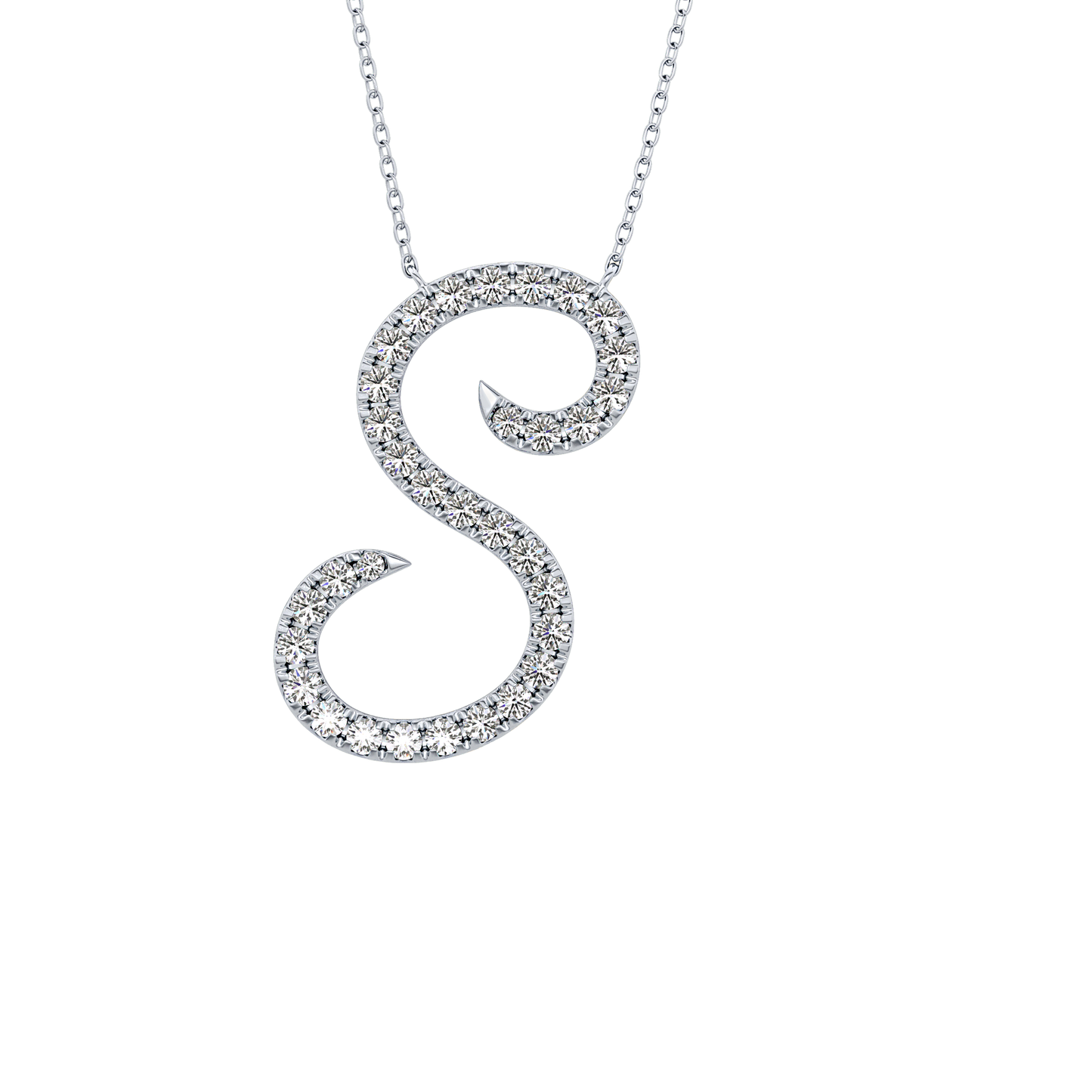 0.585 TCW Round Lab Grown Diamond S Initial Necklace