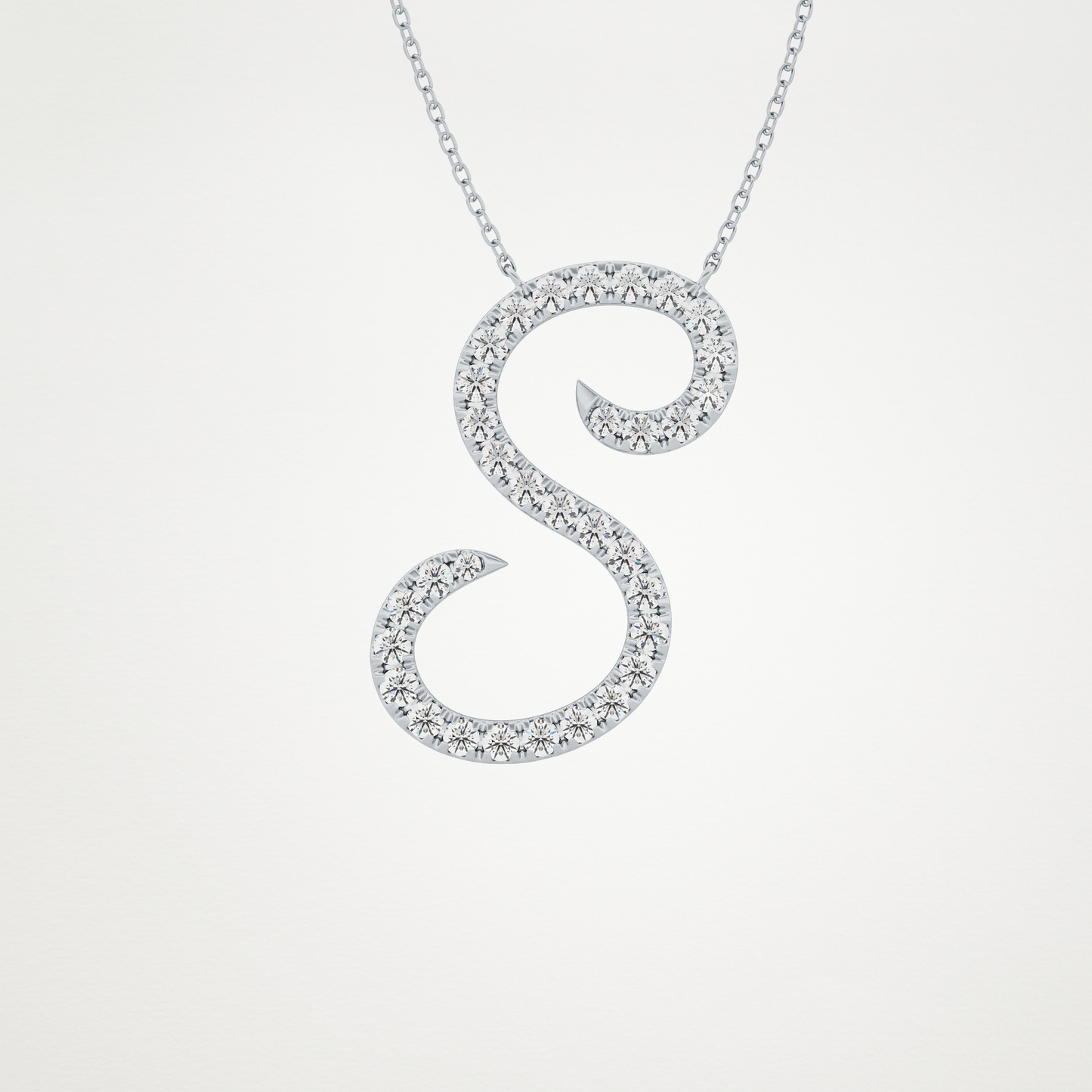 0.585 TCW Round Lab Grown Diamond S Initial Necklace