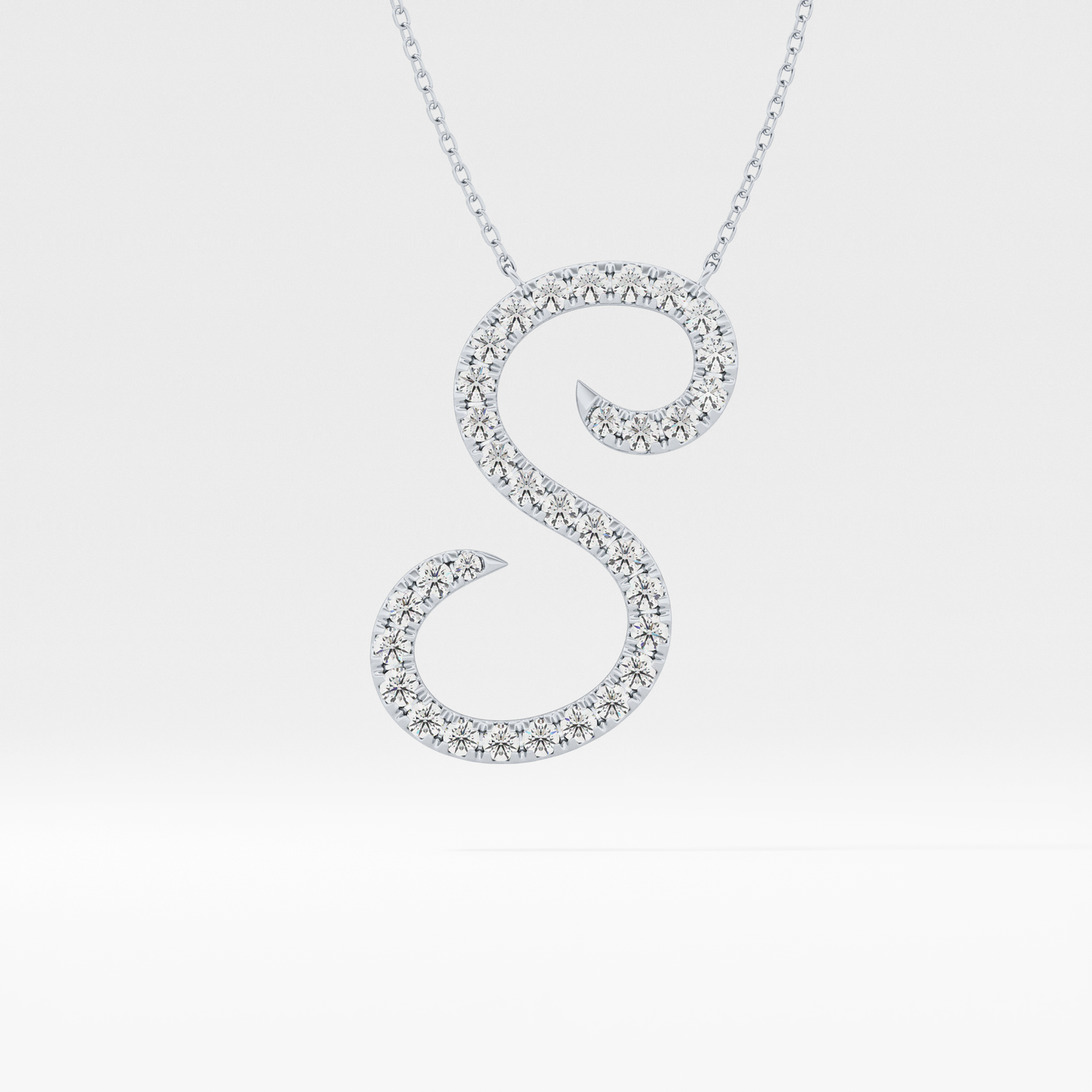 0.585 TCW Round Lab Grown Diamond S Initial Necklace