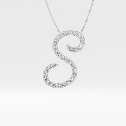 0.585 TCW Round Lab Grown Diamond S Initial Necklace