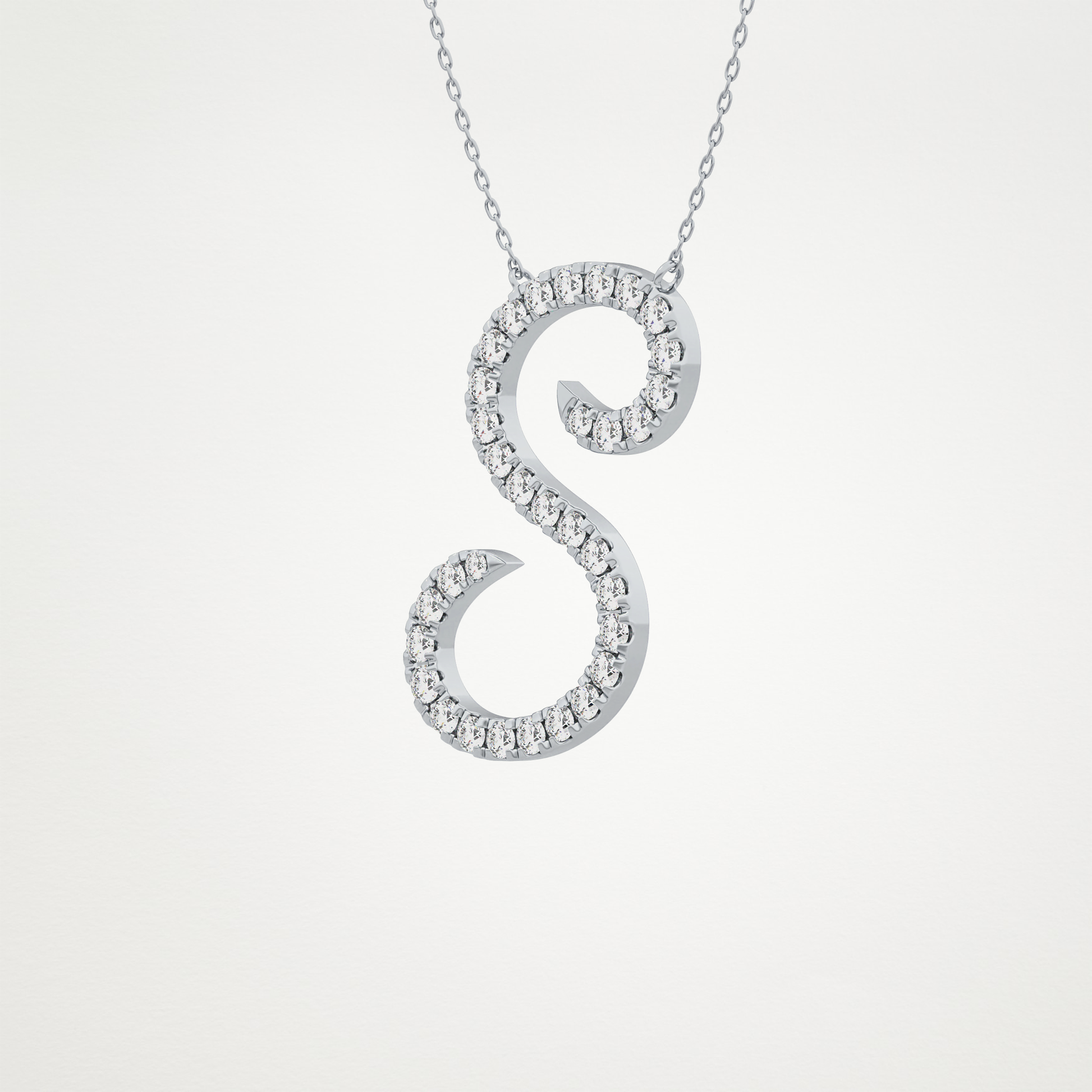 0.585 TCW Round Lab Grown Diamond S Initial Necklace