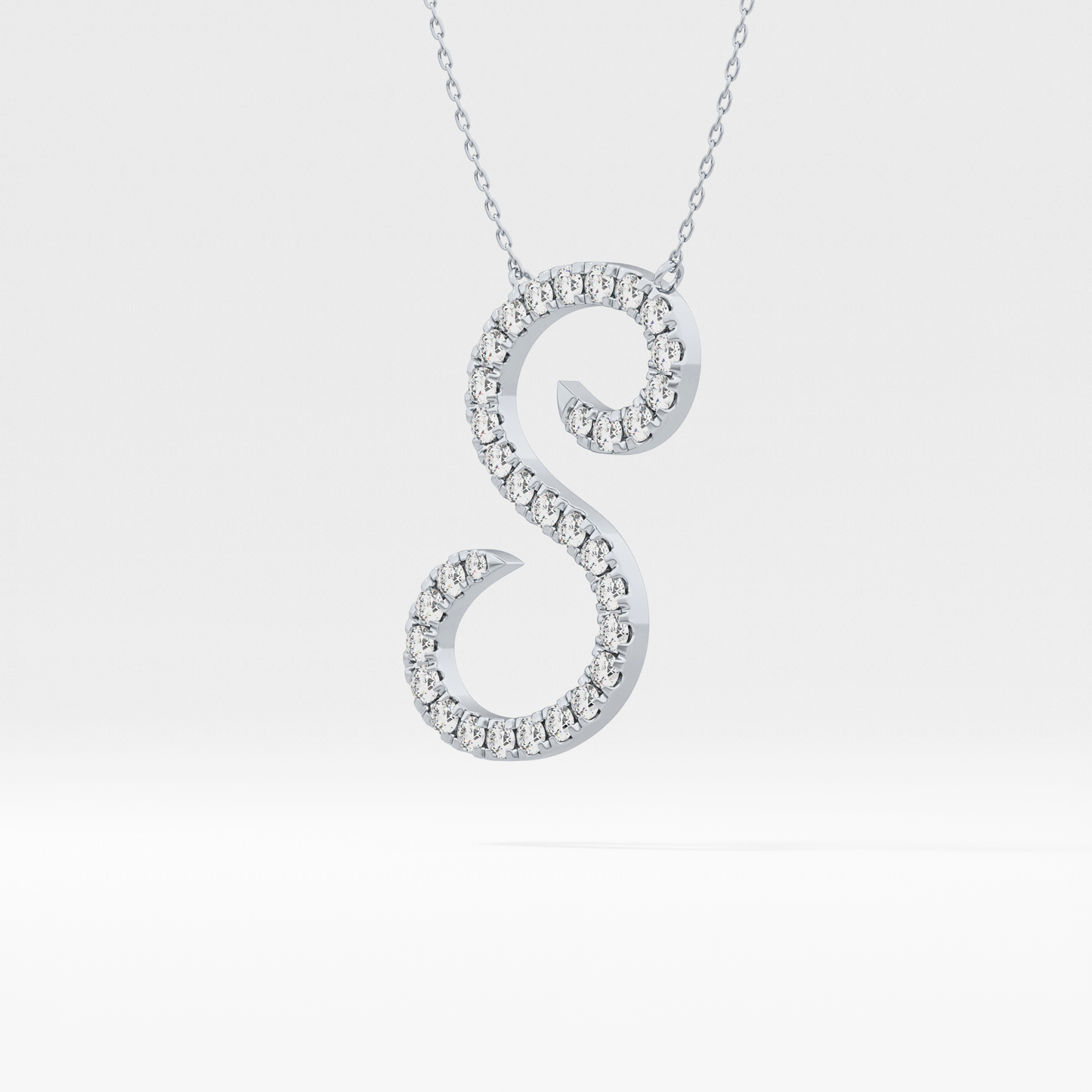 0.585 TCW Round Lab Grown Diamond S Initial Necklace