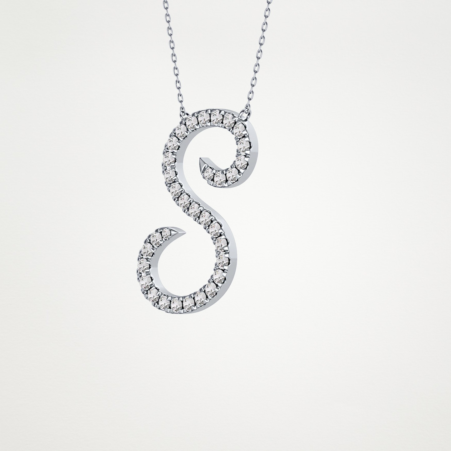 0.585 TCW Round Lab Grown Diamond S Initial Necklace