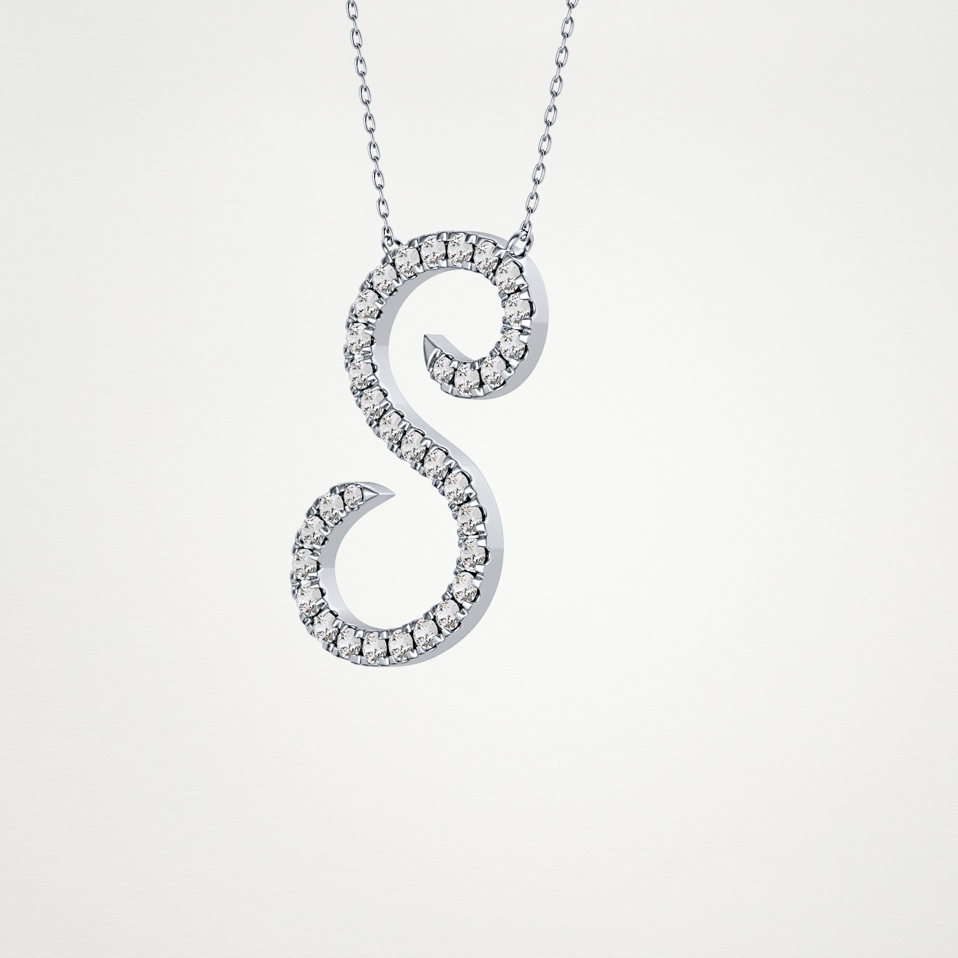 0.585 TCW Round Lab Grown Diamond S Initial Necklace