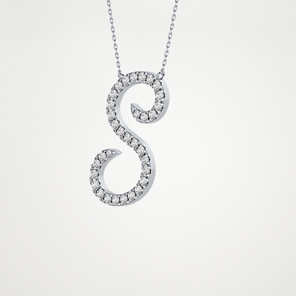 0.585 TCW Round Lab Grown Diamond S Initial Necklace