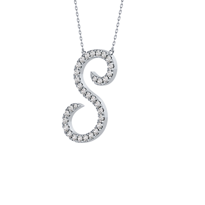 0.585 TCW Round Lab Grown Diamond S Initial Necklace