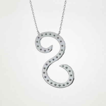 0.585 TCW Round Lab Grown Diamond S Initial Necklace