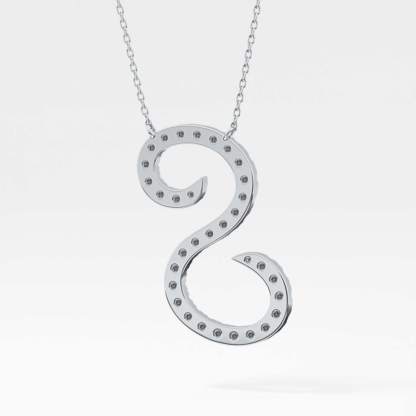 0.585 TCW Round Lab Grown Diamond S Initial Necklace