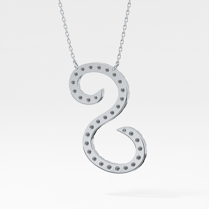 0.585 TCW Round Lab Grown Diamond S Initial Necklace