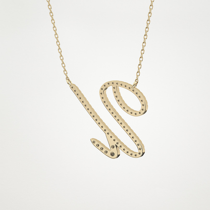 0.157 TCW Round Lab Grown Diamond U Initial Necklace