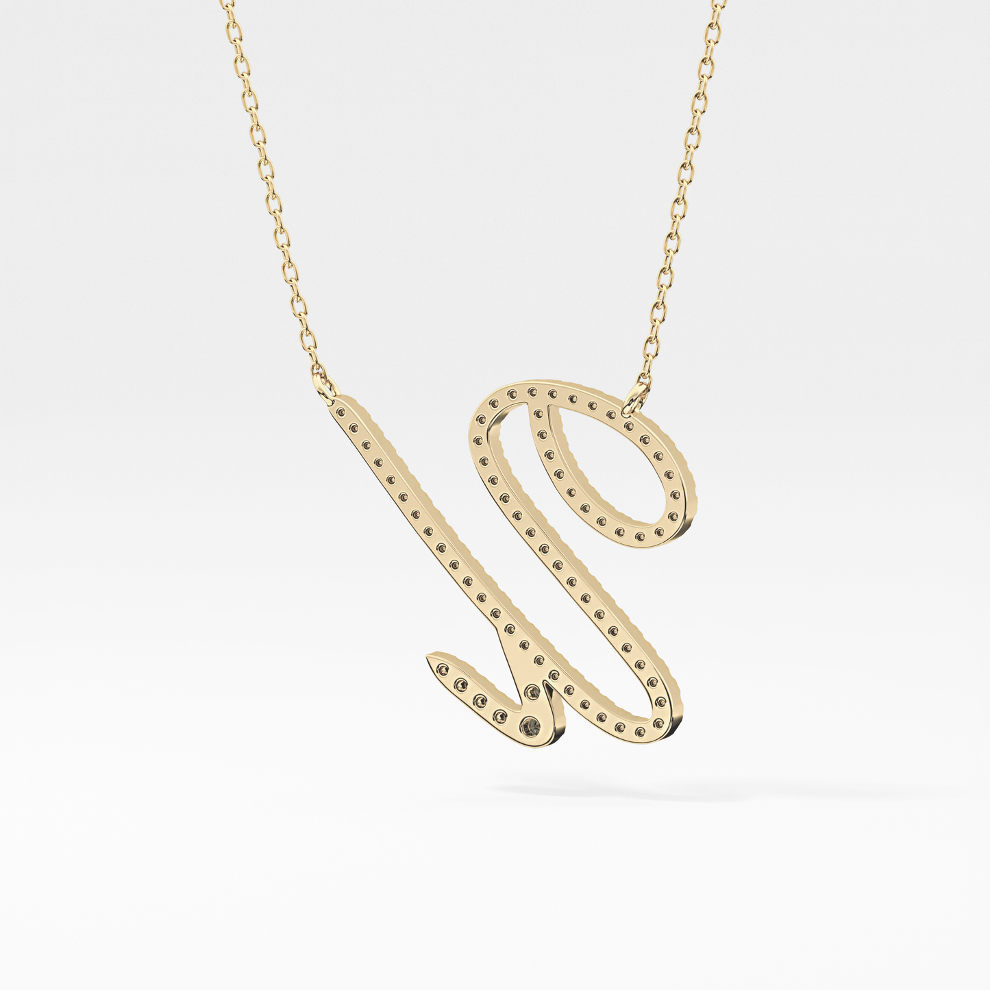 0.157 TCW Round Lab Grown Diamond U Initial Necklace