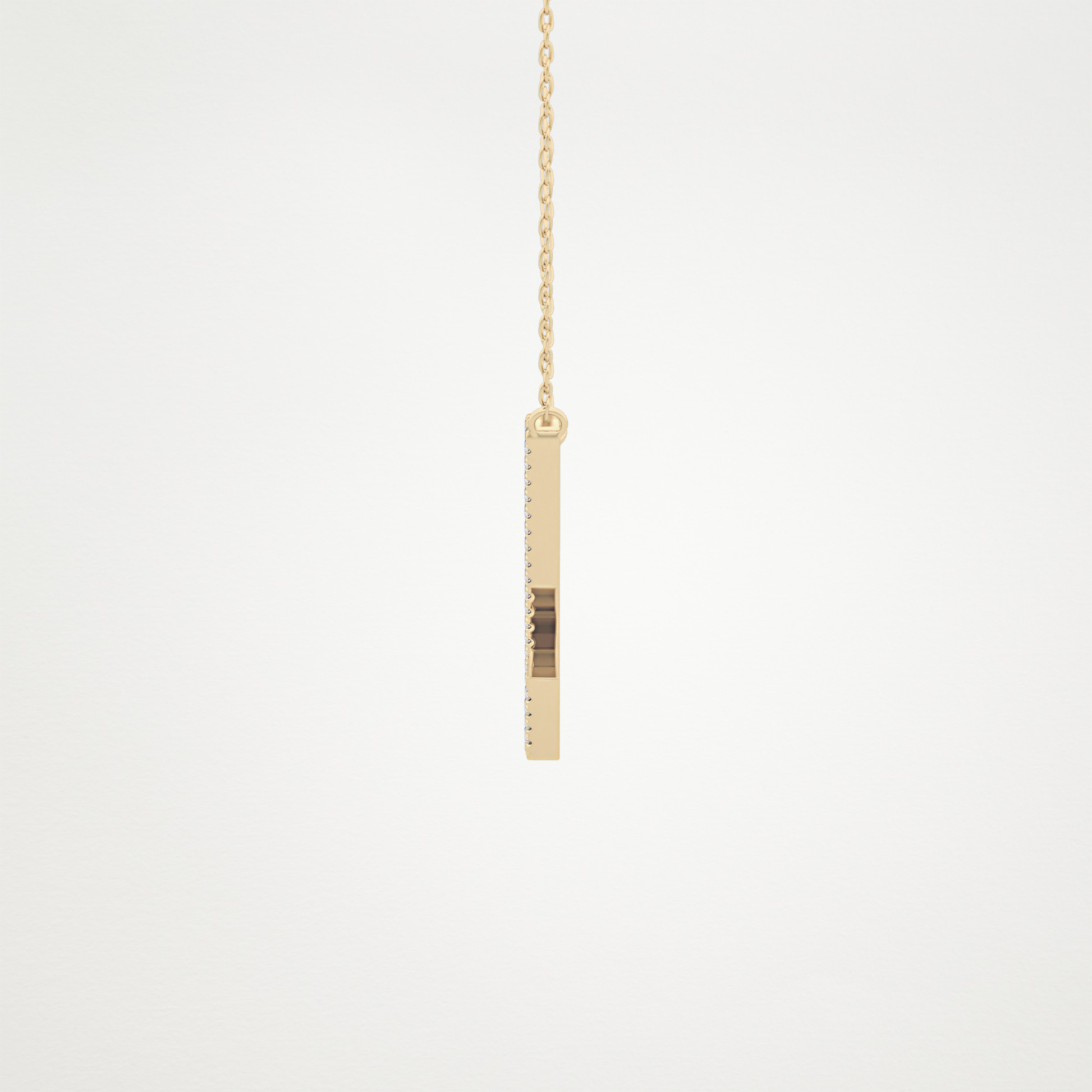 0.157 TCW Round Lab Grown Diamond U Initial Necklace