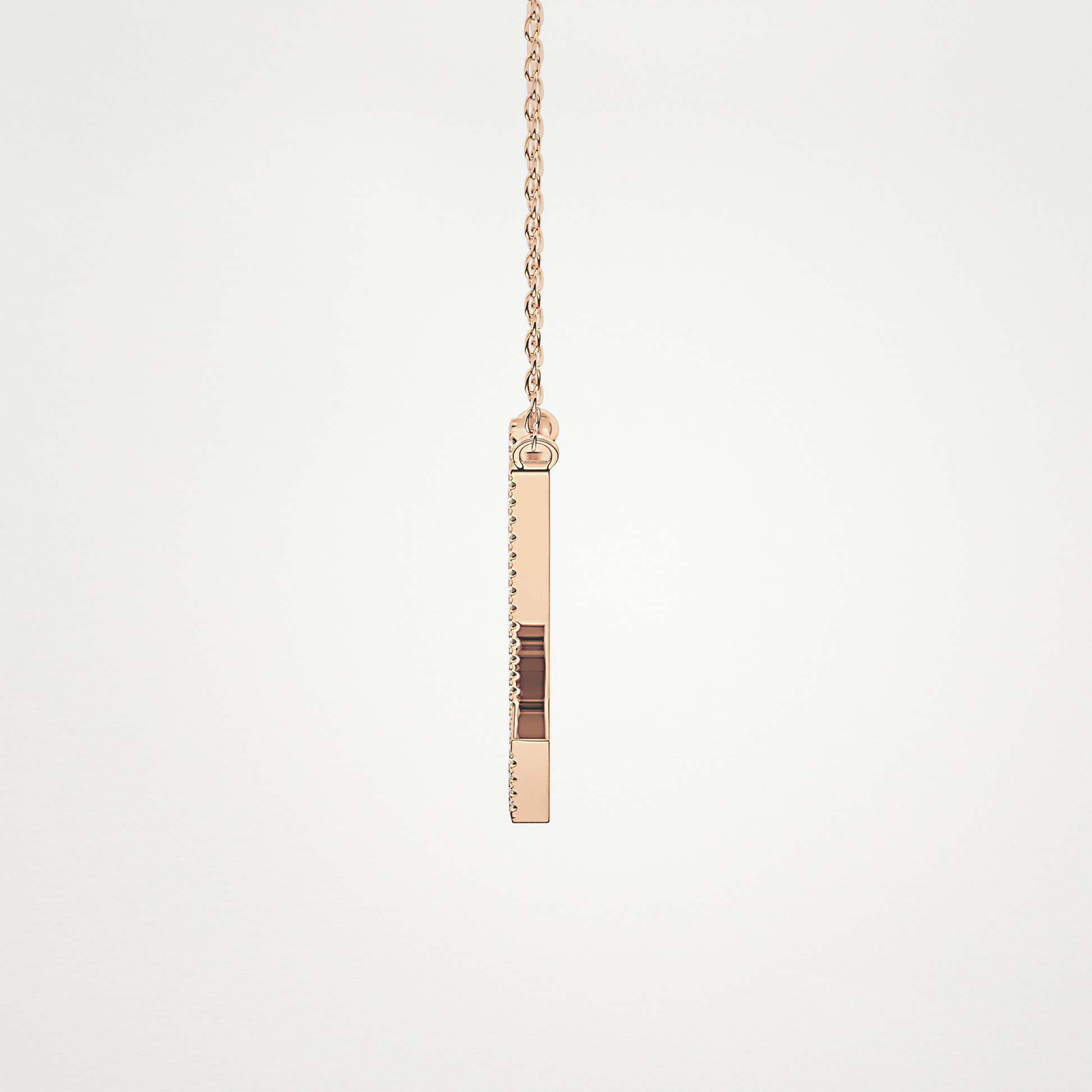 0.157 TCW Round Lab Grown Diamond U Initial Necklace