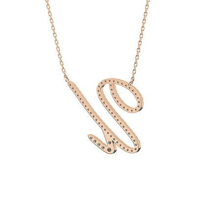 0.157 TCW Round Lab Grown Diamond U Initial Necklace