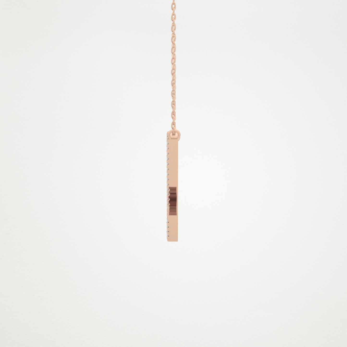 0.157 TCW Round Lab Grown Diamond U Initial Necklace