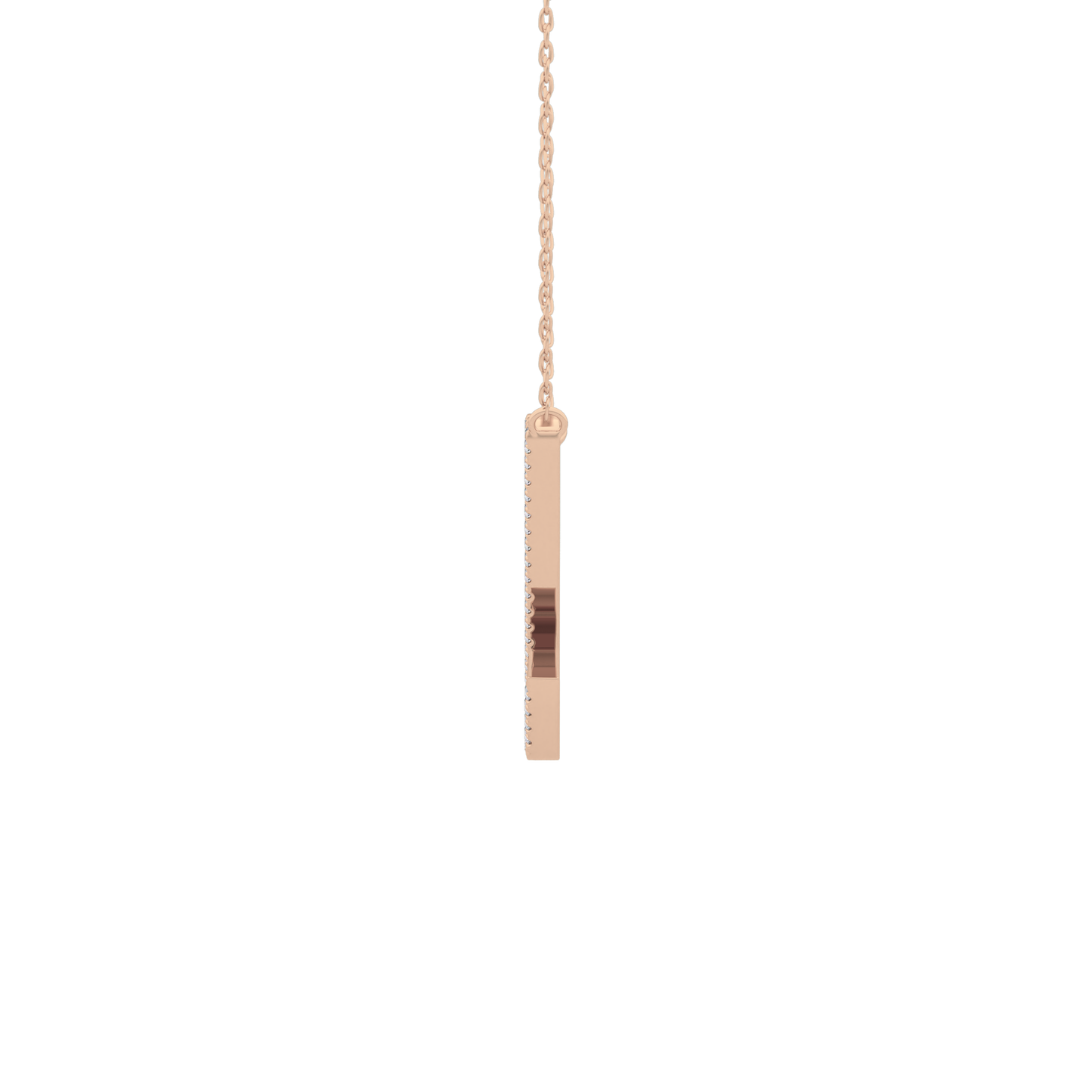 0.157 TCW Round Lab Grown Diamond U Initial Necklace