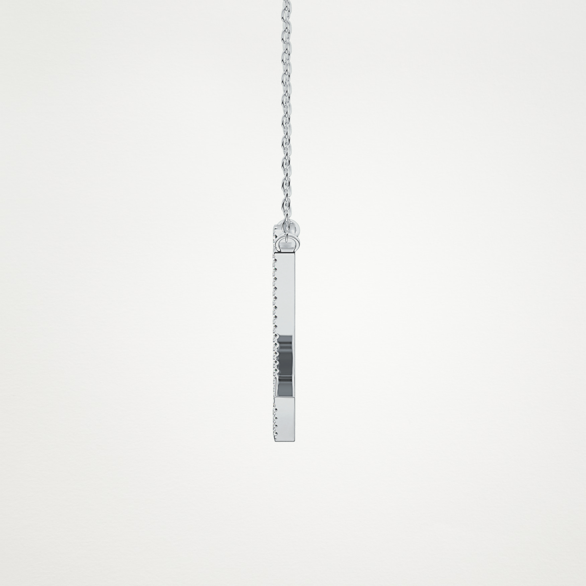 0.157 TCW Round Lab Grown Diamond U Initial Necklace