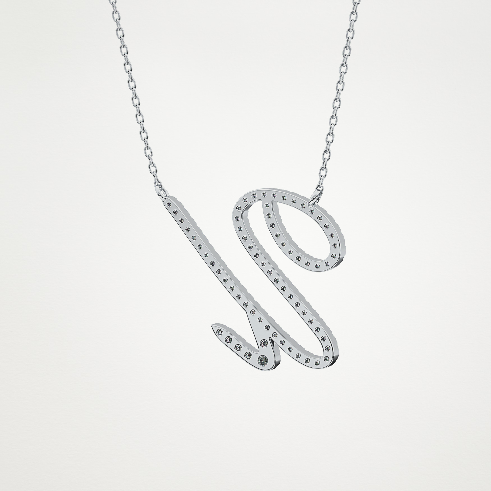 0.157 TCW Round Lab Grown Diamond U Initial Necklace