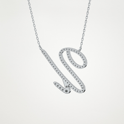 0.157 TCW Round Lab Grown Diamond U Initial Necklace