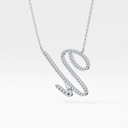 0.157 TCW Round Lab Grown Diamond U Initial Necklace