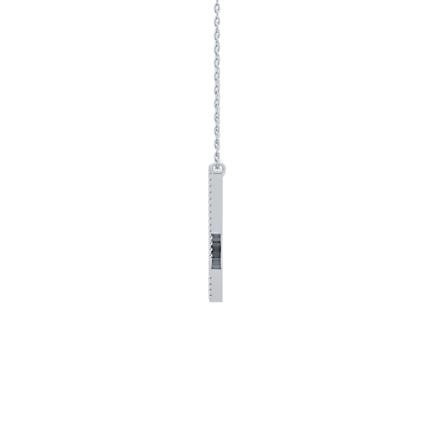 0.157 TCW Round Lab Grown Diamond U Initial Necklace