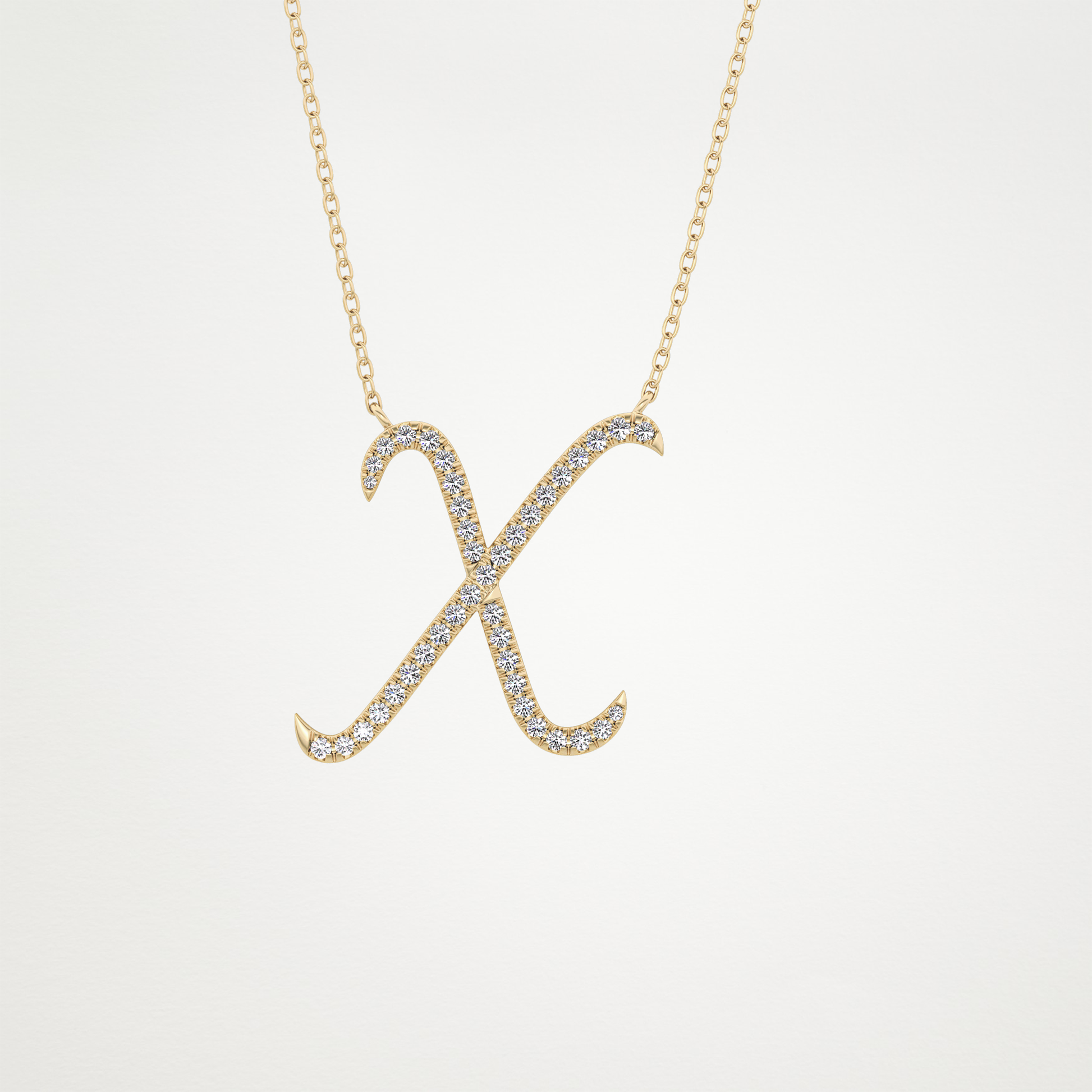 0.133 TCW Round Lab Grown Diamond X Initial Pendant Necklace