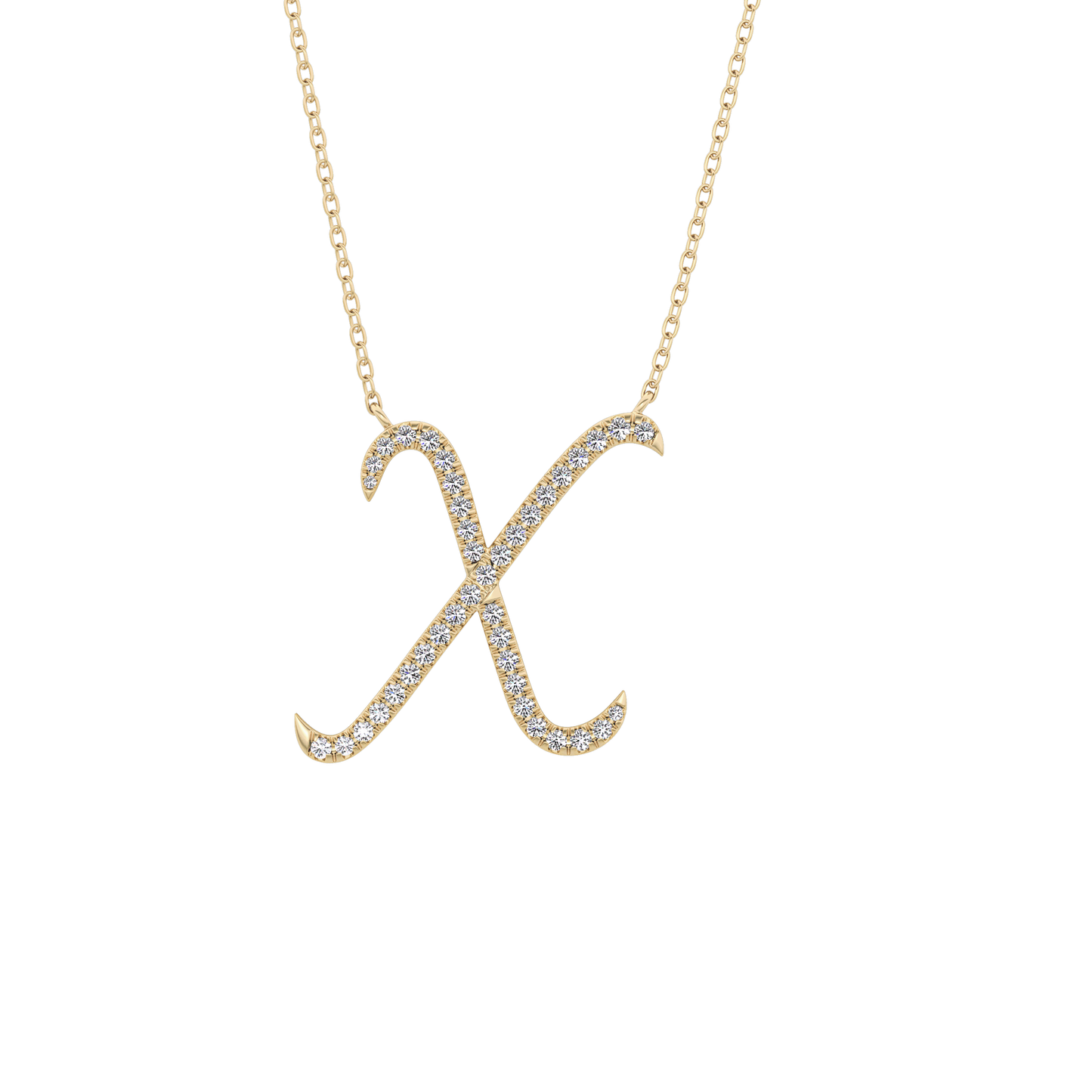 0.133 TCW Round Lab Grown Diamond X Initial Pendant Necklace